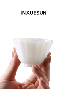 精致冰种玉瓷品茗茶杯德化陶瓷功夫茶具高档羊脂白瓷单个茶盏茶碗