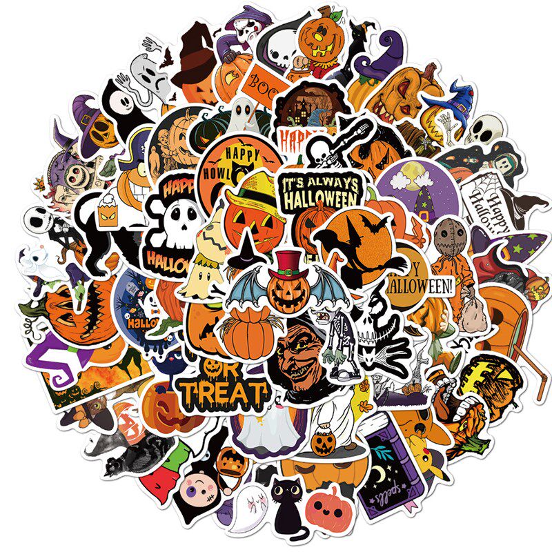 10/50/100pcs Funny Halloween Ghost Pumpkin Stickers Horror D