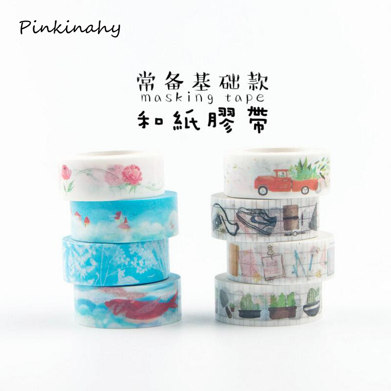 18 Styles Travel/Week/Number/Rose/Cactus Adhesive Tape Diary