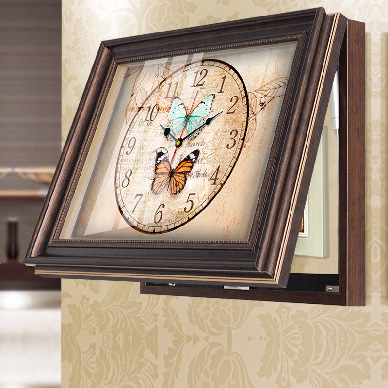 网红美式电表箱装饰画带钟表免打孔欧式客厅配强弱电箱电闸盒遮挡