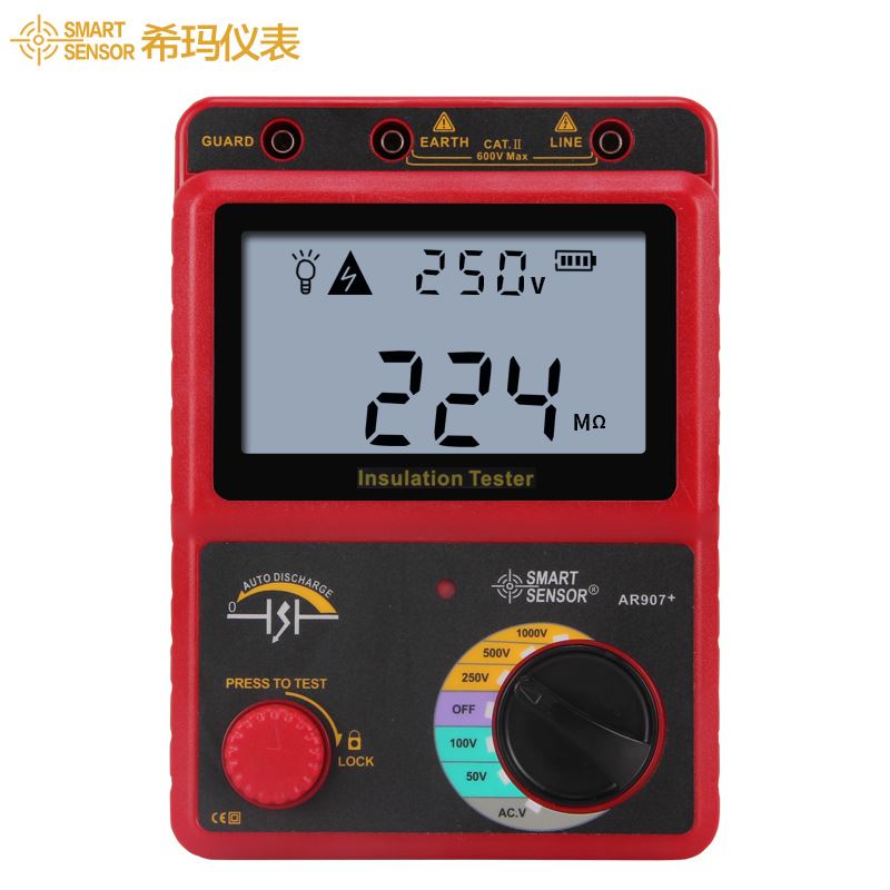 。希玛AR907+ 兆欧表AT1000/AT2500高精度数显高压绝缘电阻测试仪