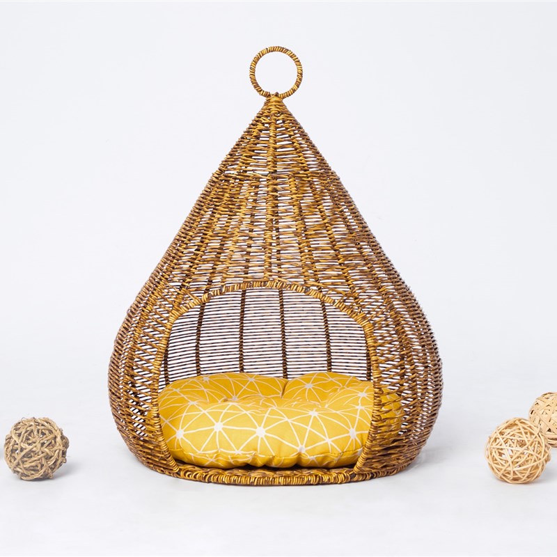 黑妞家猫爬架竹篓猫窝纯手工工艺宠物篮天然海草PP仿藤胶条铁架狗