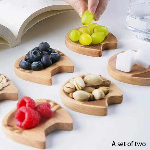 极速2 Pcs Wooden Dip Bowls Sauce Dishes Seasoning Dishes Ser