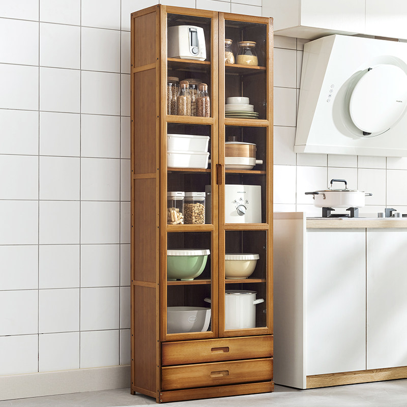 厨房置物架多层收纳架微波炉储物柜子落地调味料锅具家用餐碟碗柜