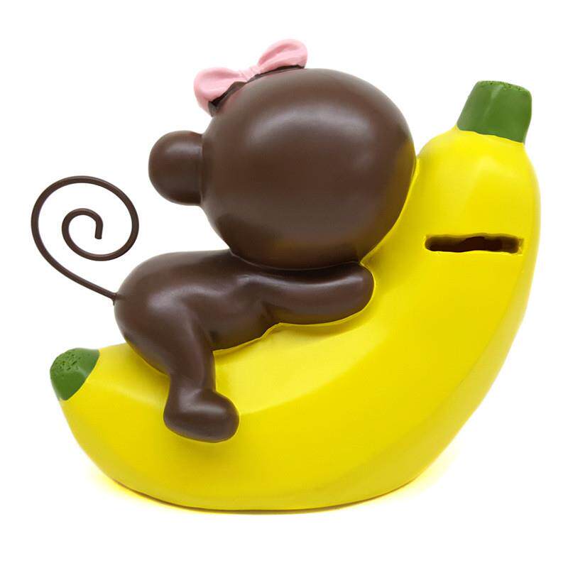 极速2023新款情人节礼品创意卡通趴香蕉猴存钱罐树脂猴子摆件儿童