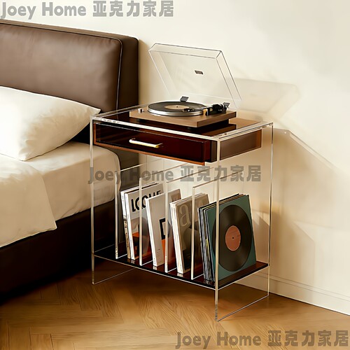 亚克力黑胶唱片杂志收纳边几