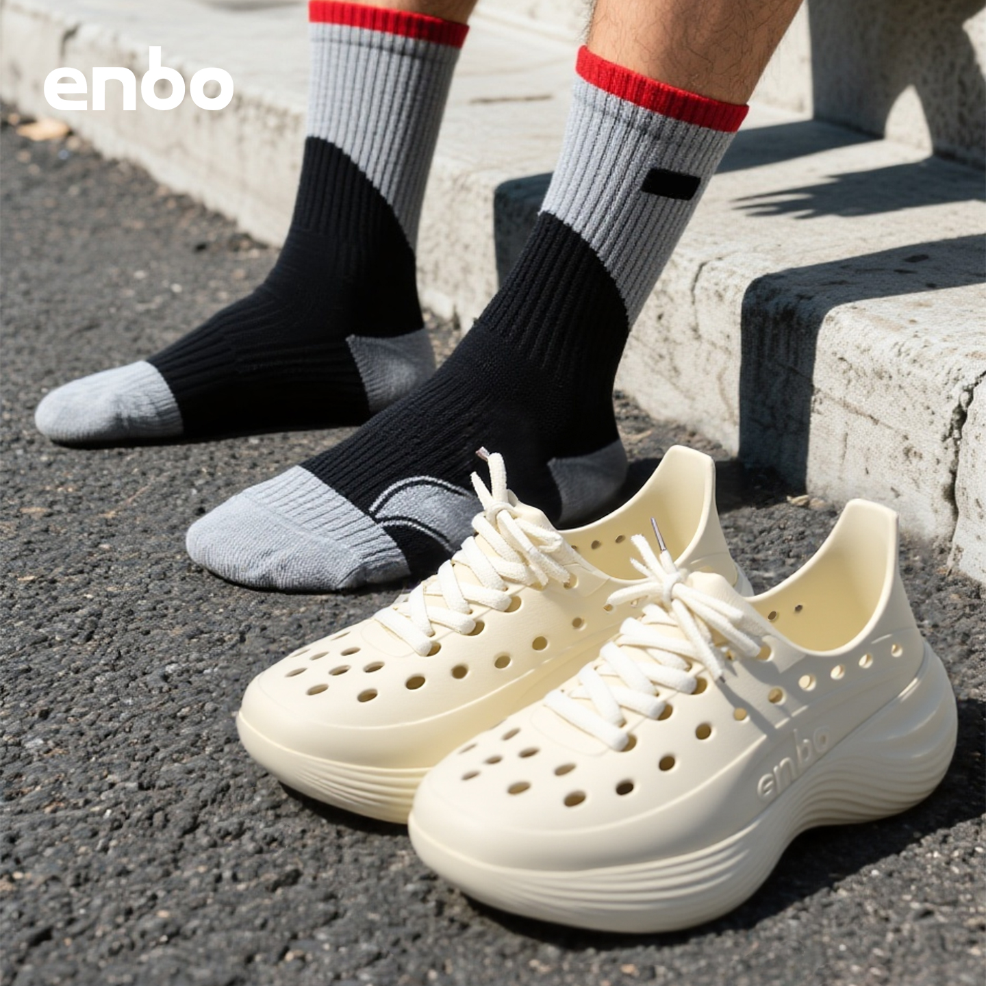 ENBO足弓支撑休闲男鞋一脚蹬增高