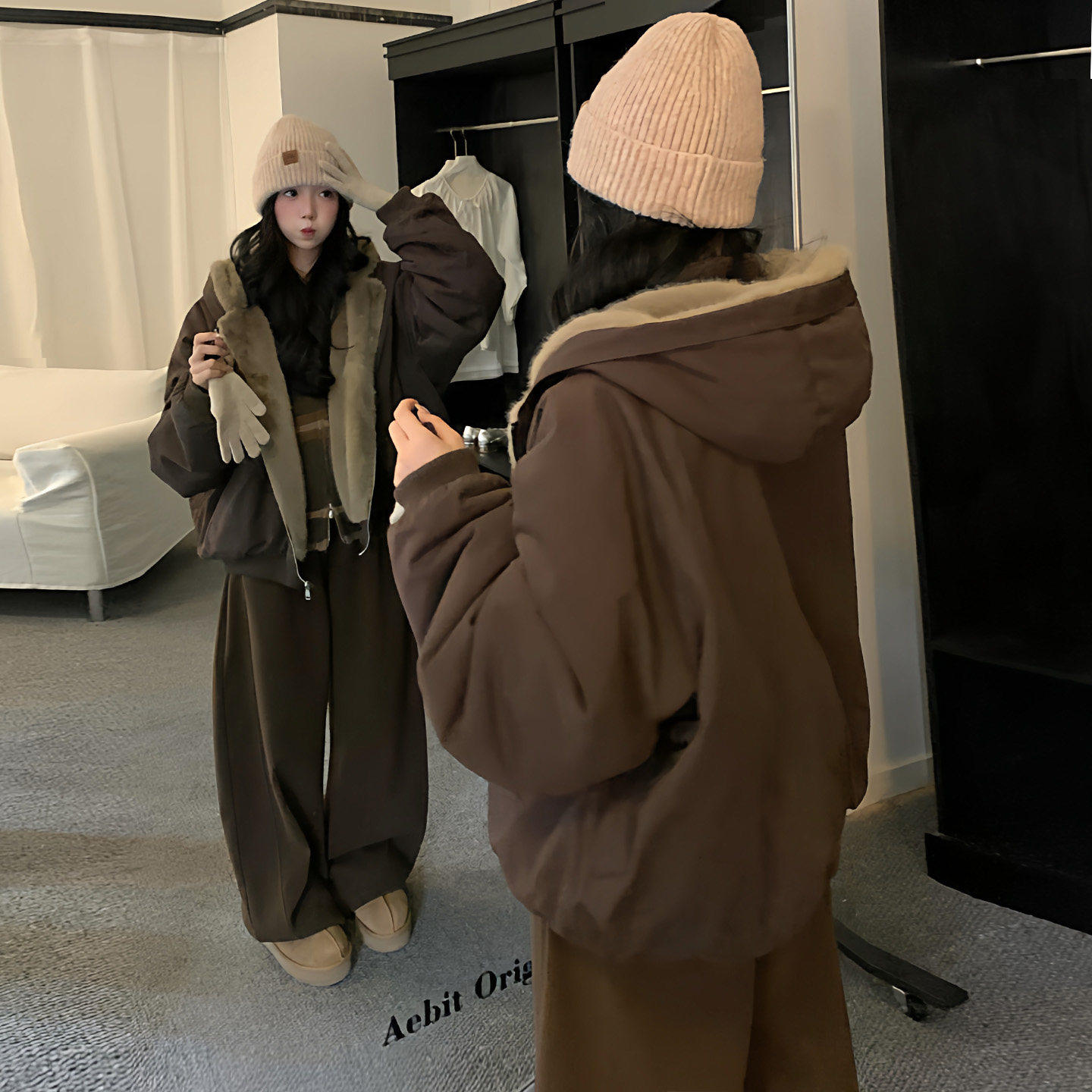 派克服超好看冬装厚外套两面穿座山雕棉服女2025新款加绒韩系棉衣,个性定制/设计服务/DIY,棉服工装,淘宝优惠券,粉丝福利购,淘宝优惠卷