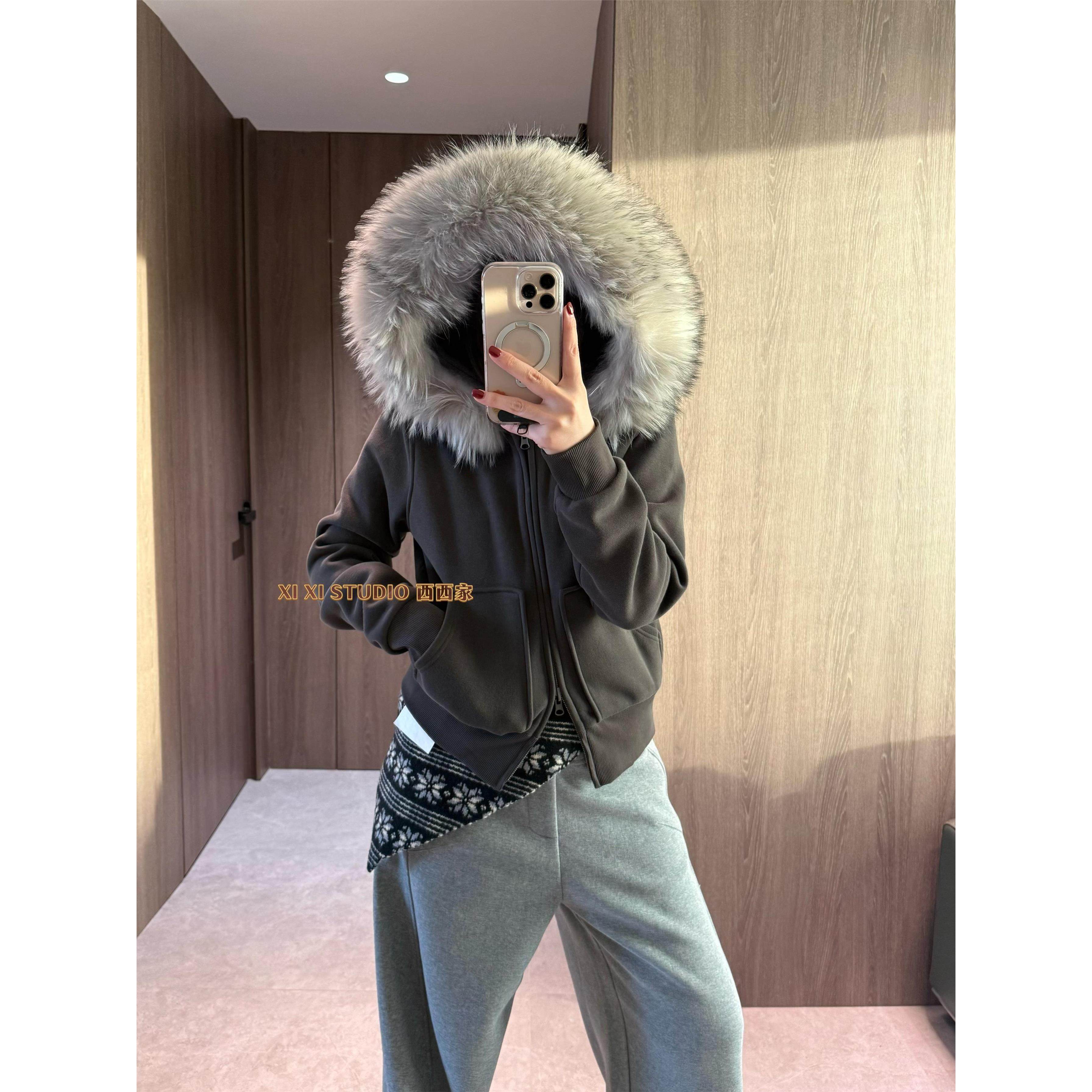 欧货加厚真毛领连帽拉链卫衣外套2025冬宽松百搭显瘦加绒保暖上衣,个性定制/设计服务/DIY,棉服工装,淘宝优惠券,粉丝福利购,淘宝优惠卷