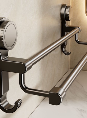 吸盘卫生间毛巾架子壁挂免打孔置物架浴室毛巾双杆洗手间收纳架