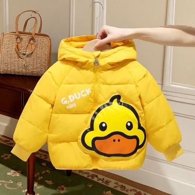 2025童装新款G.DUCK小黄鸭男童连帽羽绒服女童加厚冬季白鸭绒外套
