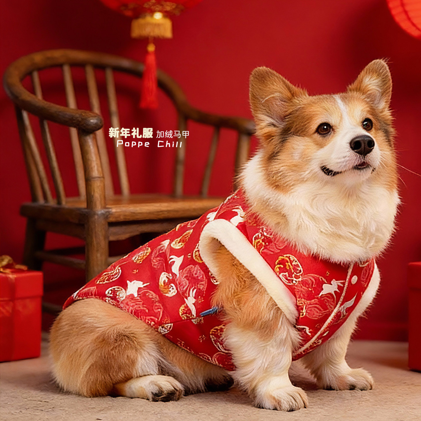 新年狗狗衣服2025新款冬装宠物小狗比熊柯基雪纳瑞泰迪柴犬中型犬