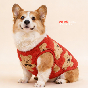 柯基狗狗衣服冬季装新年中小大型犬宠物柴犬比熊泰迪雪纳瑞加厚绒