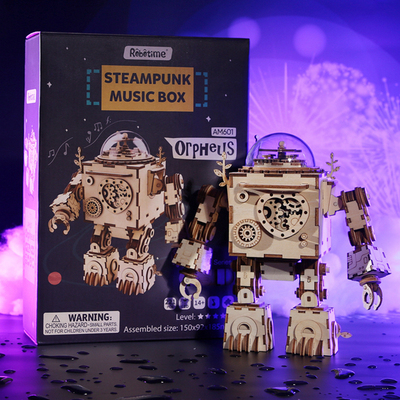 极速Robotime 5 Kinds Fan Rotatable Wooden DIY Steampunk Mode