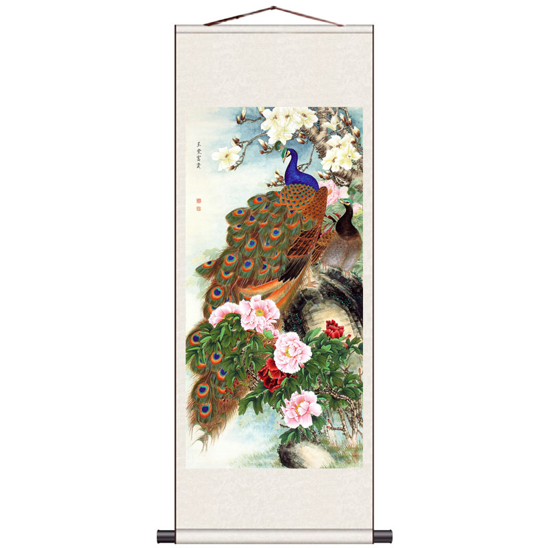 花鸟画玉兰花家和万事兴玉堂富贵卷轴画玉堂福寿仿古画绢画宣纸画