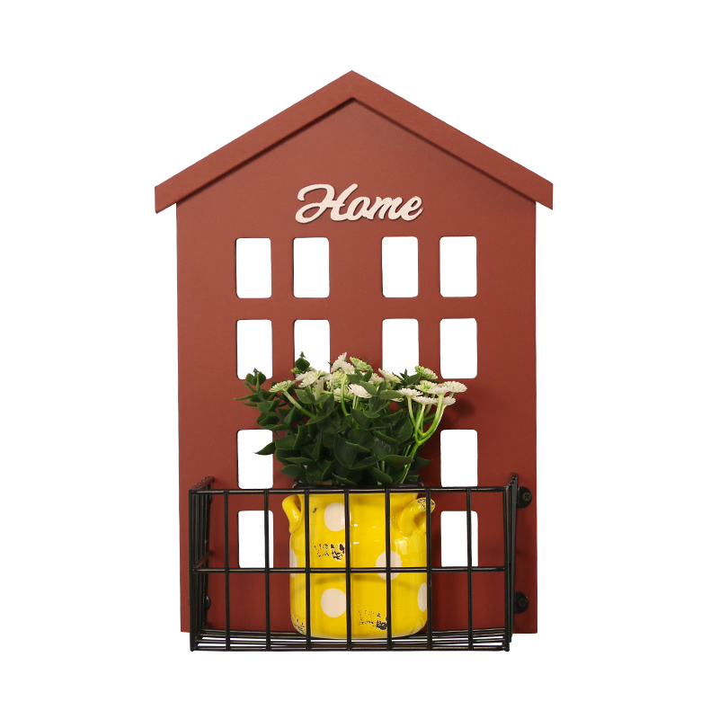 小房子置物架客厅墙饰挂件客厅墙面壁挂花架复古房间墙上装饰品