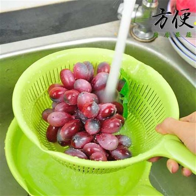 plastic long handle rice colander strainer filter green