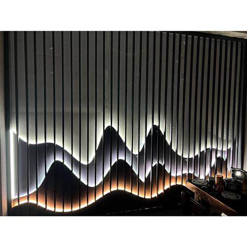 极速铝合金屏风庭院背景墙中式酒店别墅办公室带灯光效果屏风隔断