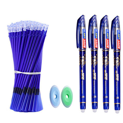 55 Pcs/Set Erasable Gel Pens Blue Pens Rods 0.5mm ink Refill