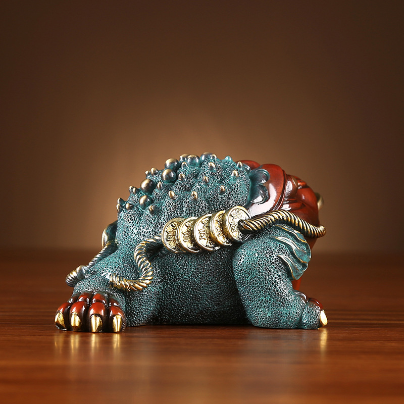 金蟾招财茶宠摆件纯铜车载工艺礼品摆饰客厅办公室装饰前台店铺开