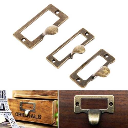 极速6Pcs Vintage Metal Label Pull Frame Handle File Name Car