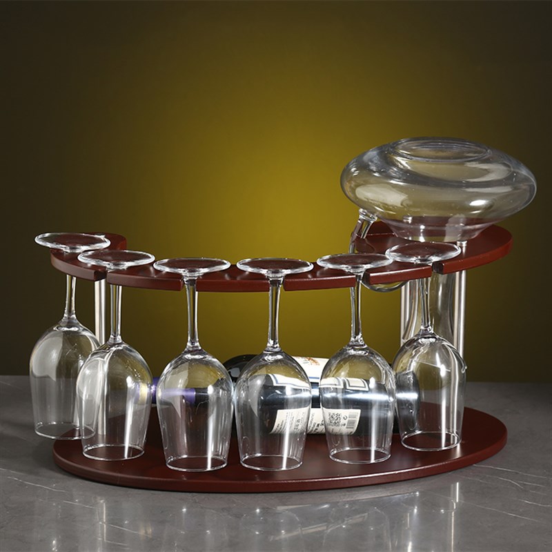 醒酒器木质红酒架家用客厅高档高脚杯倒挂架创意酒杯架轻奢现代摆