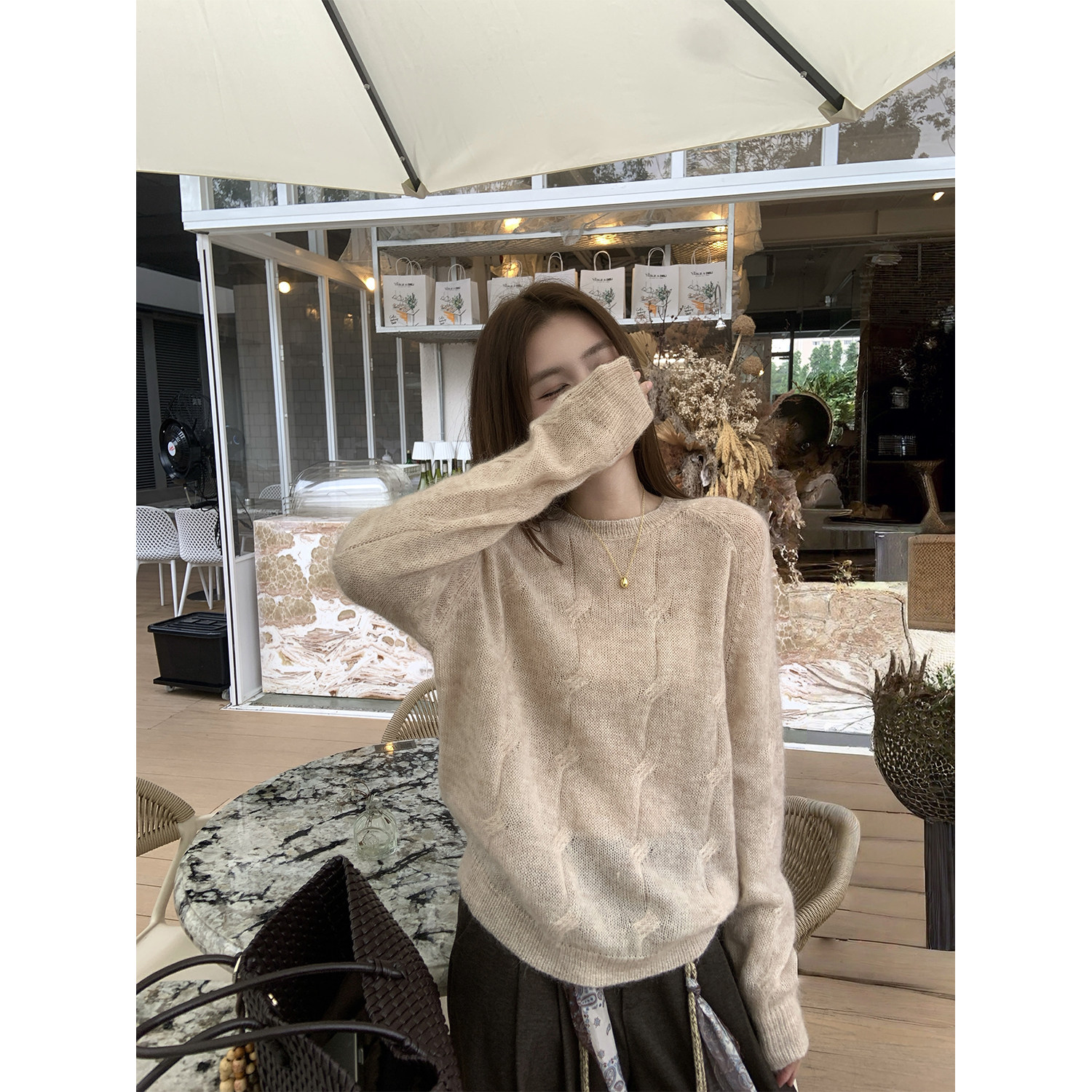 oooiss马海毛慵懒风套头毛衣女