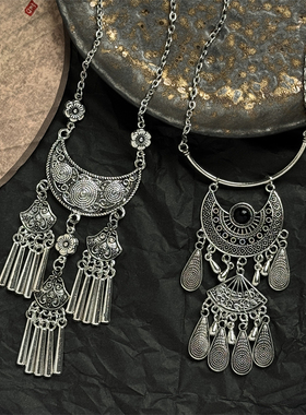 复古老银风新中式古银民族风项链