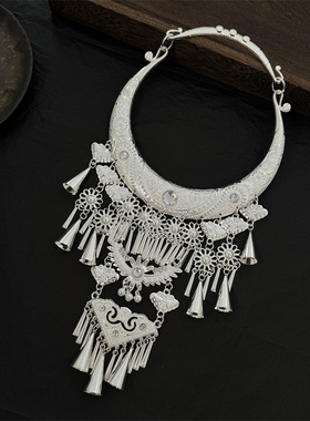 德宏傣族景颇族苗银风铃流苏项圈