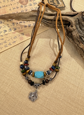 异域民族风双层绿松石藏式项链