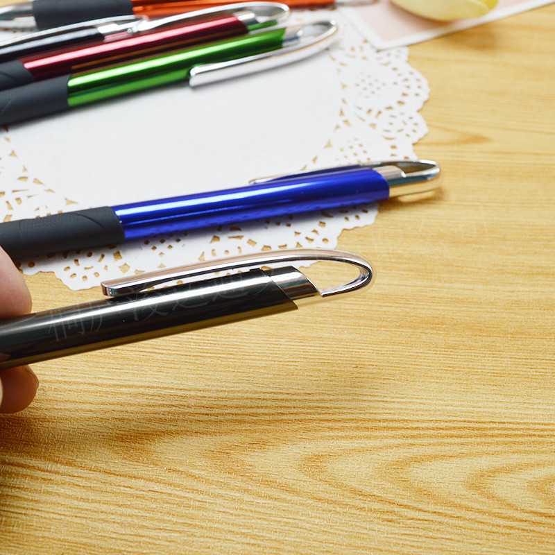 新款直销生产创意银色钩子形状挂钩促销原子笔  按动出芯 可印刷l