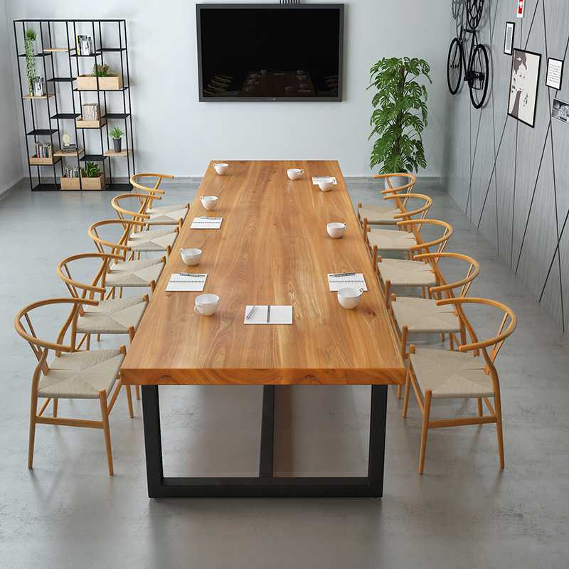 新款直销直销美式乡村复古办公室长条实木办公桌电脑大板办公桌椅