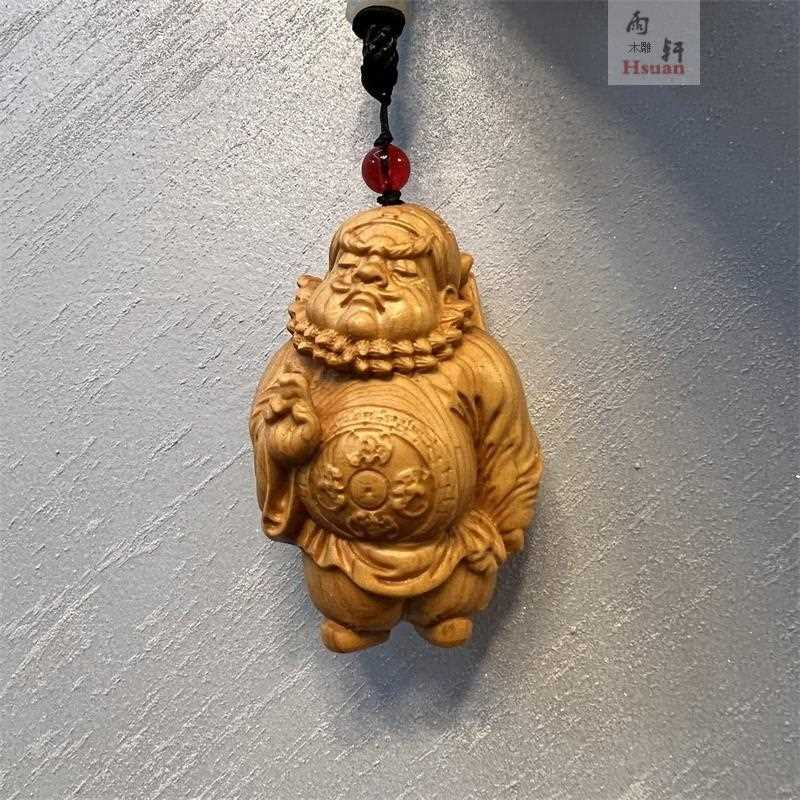 新款直销BK9K崖柏黄杨木雕青年钟馗挂件人物降妖除魔一念之间手把