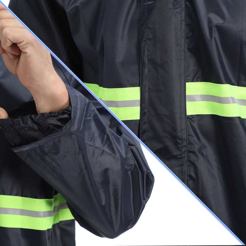 新款直销雨衣套装雨裤成人电动车摩托车大帽檐单层劳保牛津布反光