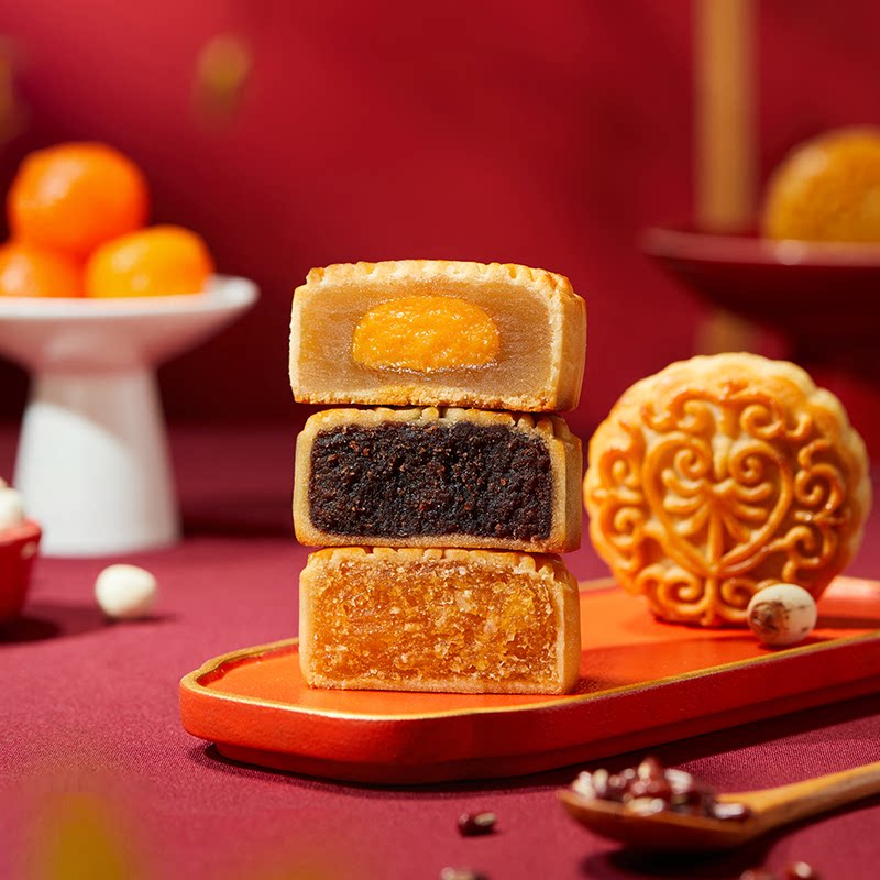 港荣程蛋黄白莲蓉月饼陈皮豆沙广式中秋节椰丝奶黄月饼散装糕点