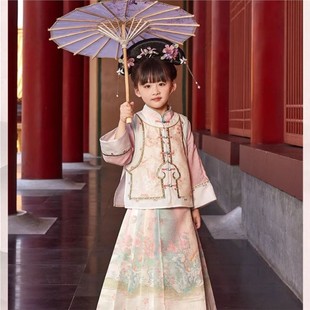 刺绣春秋款格格服女童汉服古装清宫清朝2025新款套装踏青穿搭