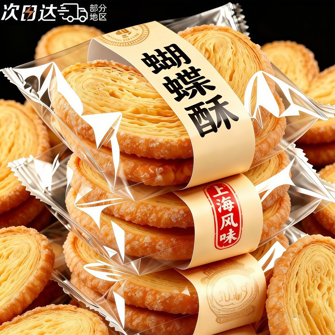 上海地道风味蝴蝶酥儿童无添加烘焙蝴蝶酥精致零食糕点健康解馋