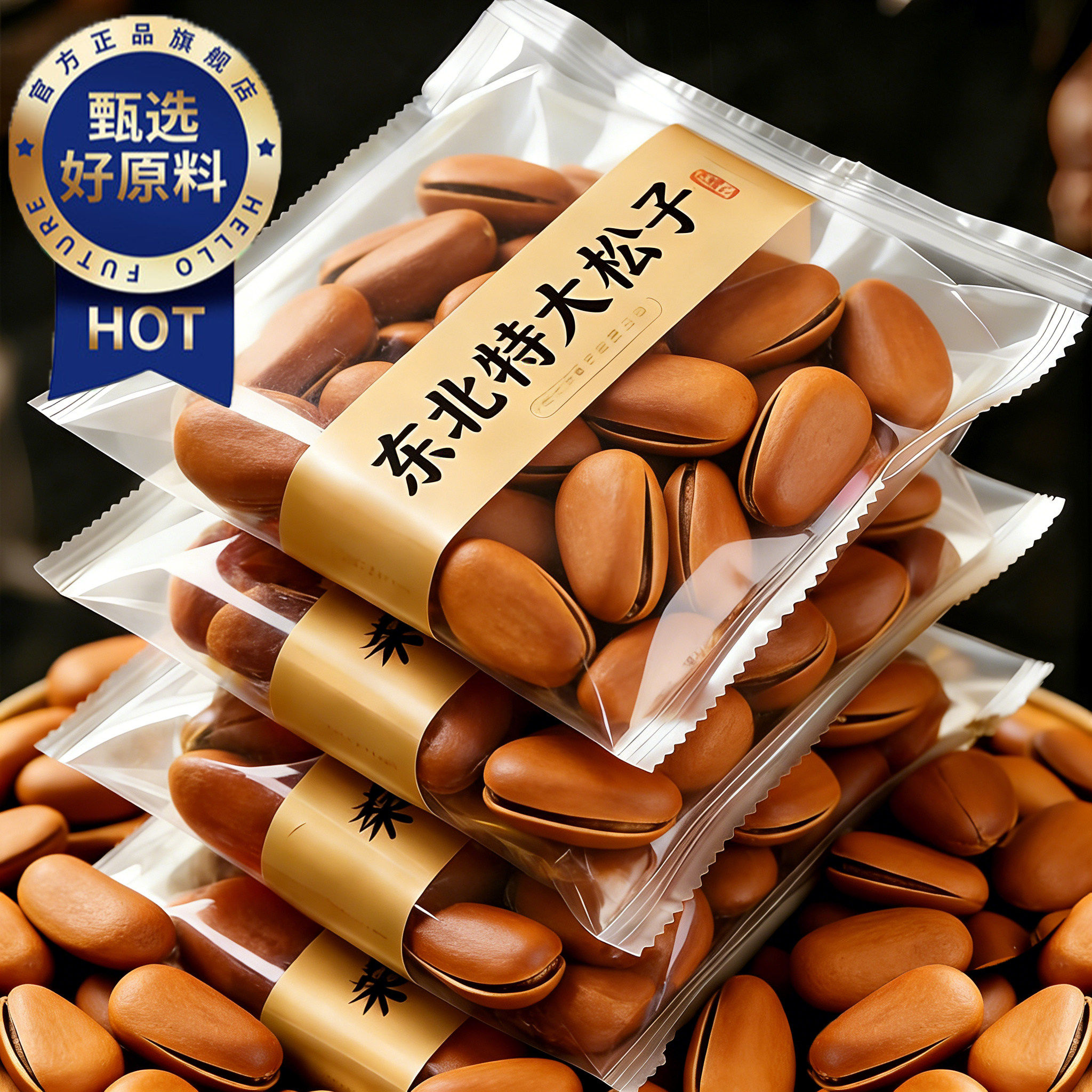 2025新货大颗粒开口松子独立小包装东北特产袋装坚果松子干货零食