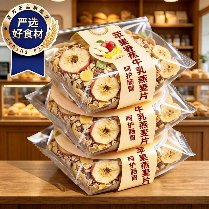 苹果香蕉牛乳燕麦片营养减低脂肥即食冲饮官方旗舰店正品代餐饱腹