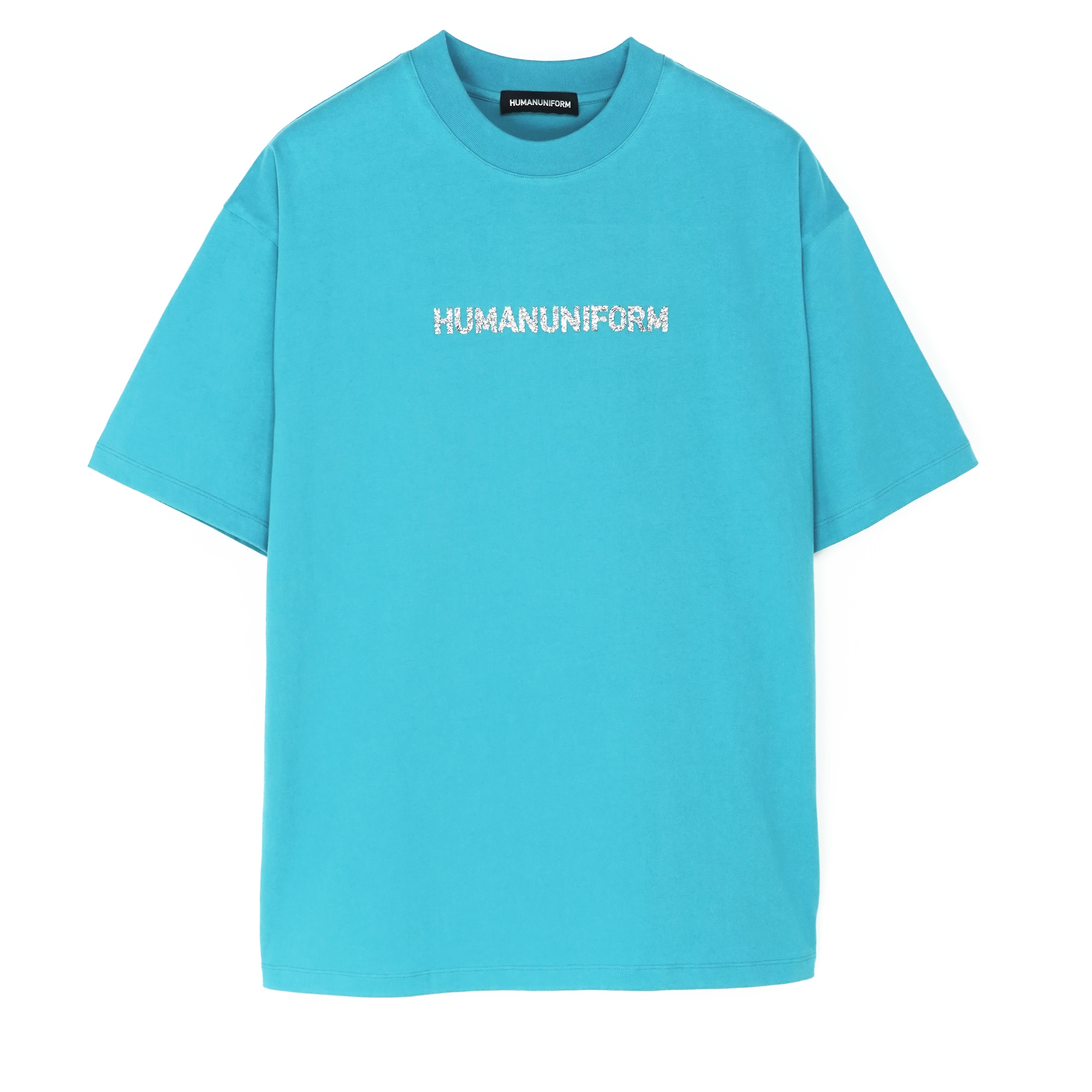 HUMANUNIFORM尤尼馥指定合作店铺 立体水晶钻饰T恤 湖蓝色