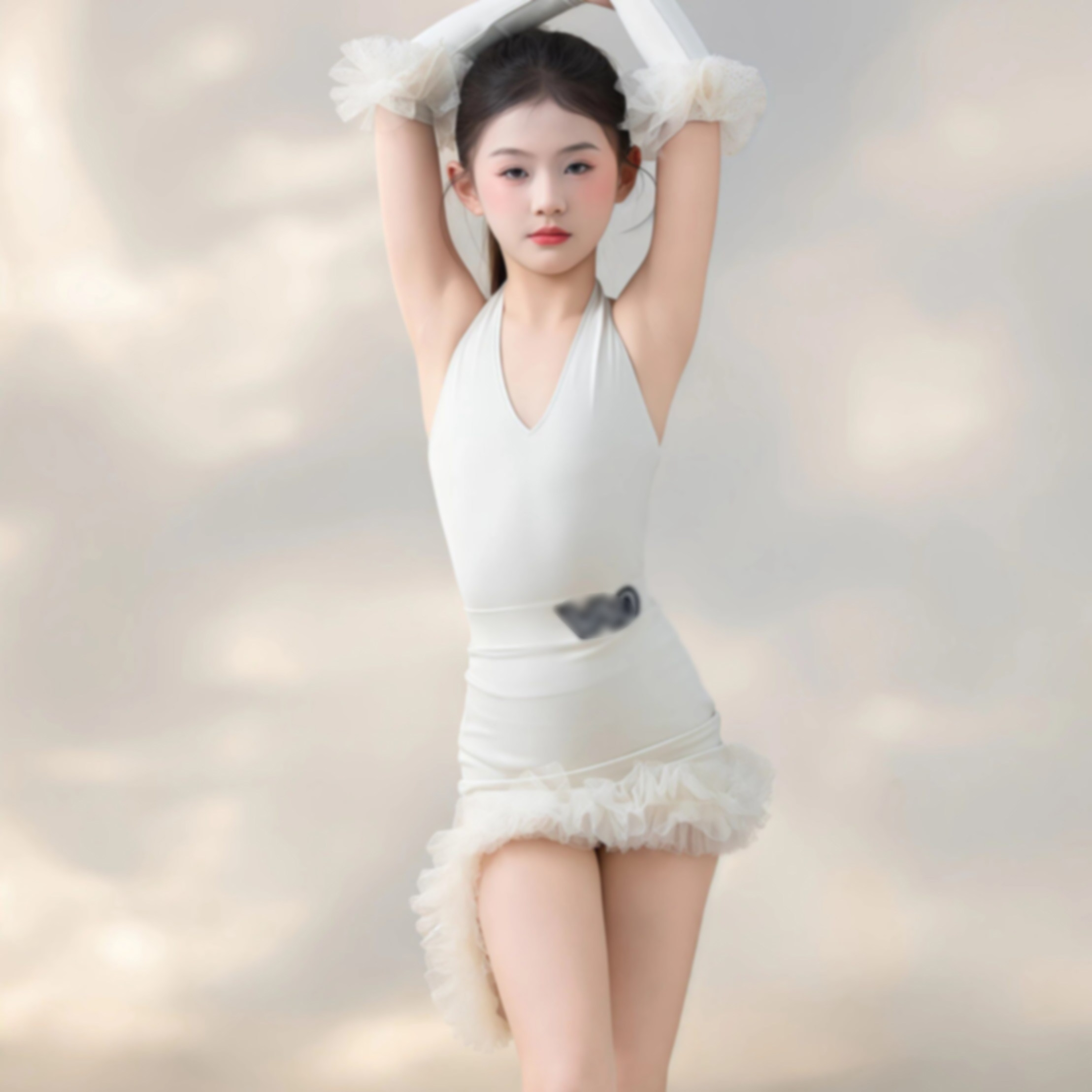 2026新款拉丁舞蹈服女童挂脖V领上衣裙子套装拉丁舞日常练功服装