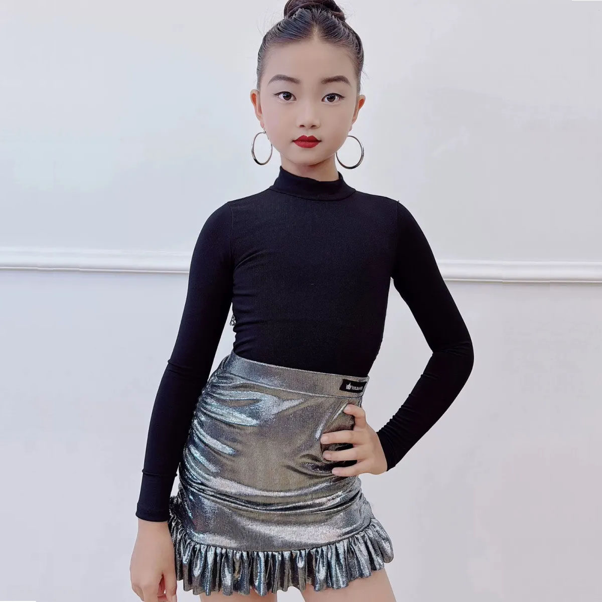 秋冬季拉丁舞蹈服练习服儿童套装