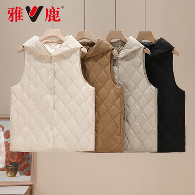 雅鹿正品新款轻薄羽绒服女短款纯色时尚马甲外套超保暖冬装外套