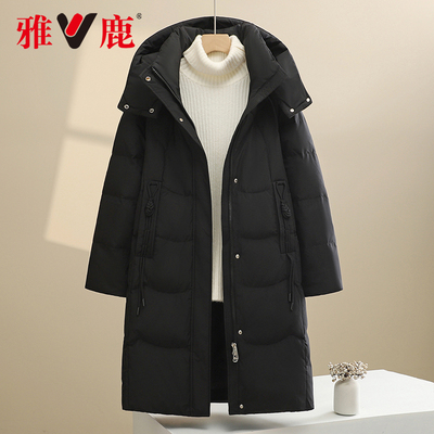 2024雅鹿女款中长款脱卸帽羽绒服YJ601Z07640