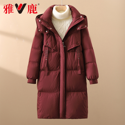 雅鹿羽绒服中长款保暖加厚