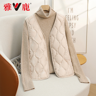 2025雅鹿官方冬新轻薄羽绒女马甲显瘦淑女背心外套V领YD501Z02800