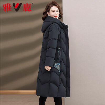 雅鹿妈妈时尚长款中老年新款加厚羽绒服纯色保暖外套YZ901X10980