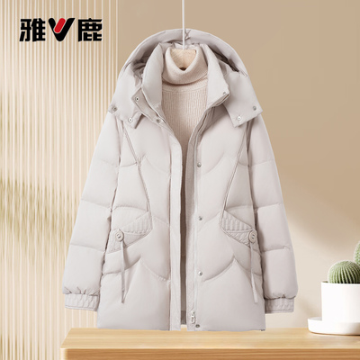 雅鹿女士冬季时尚中长款羽绒服
