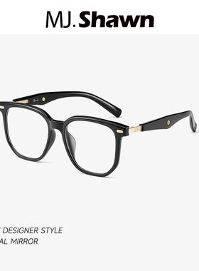 MJ Shawn新款木纹镜腿文艺方框眼镜防蓝光超轻复古女款显瘦眼镜架