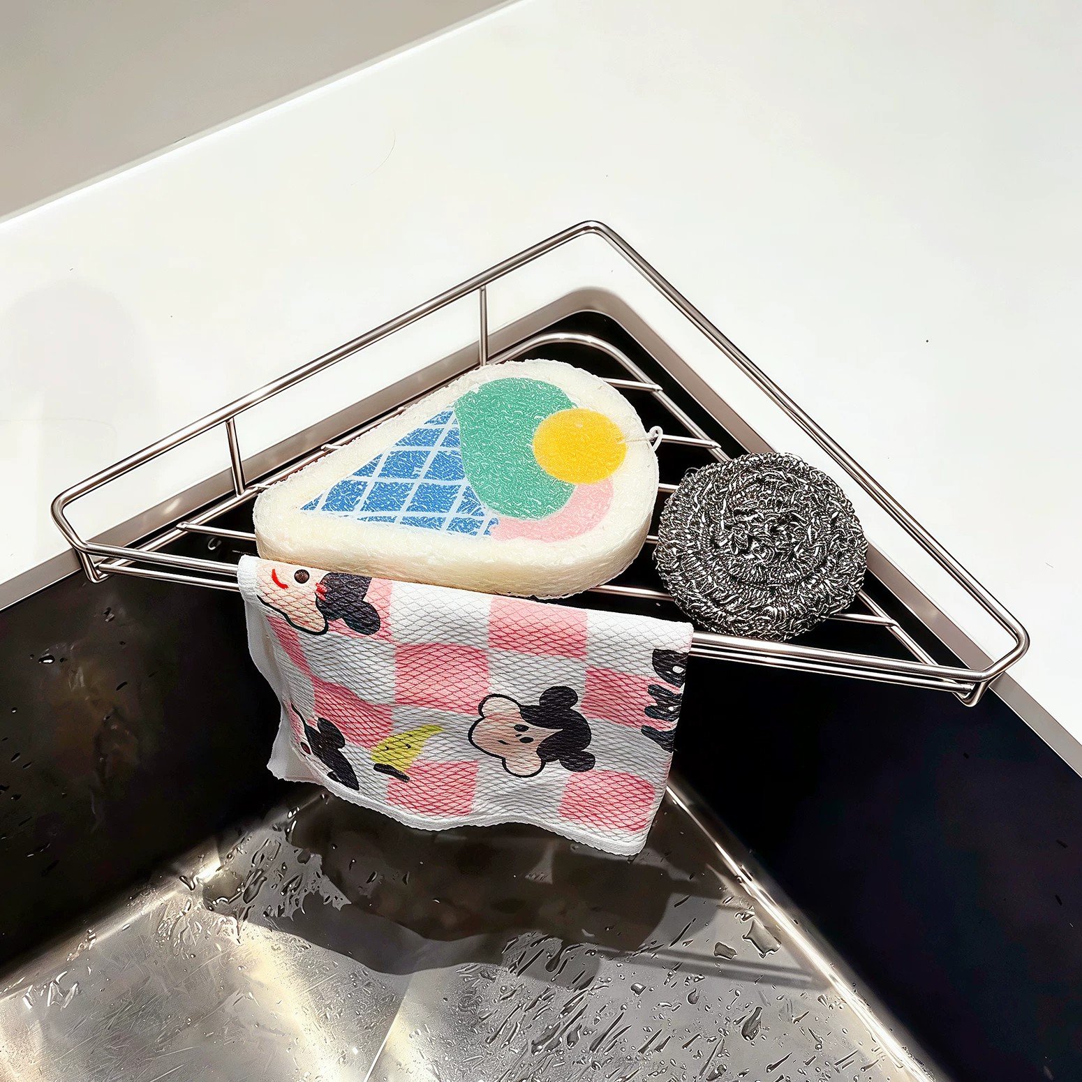 不锈钢水槽三角沥水架图片